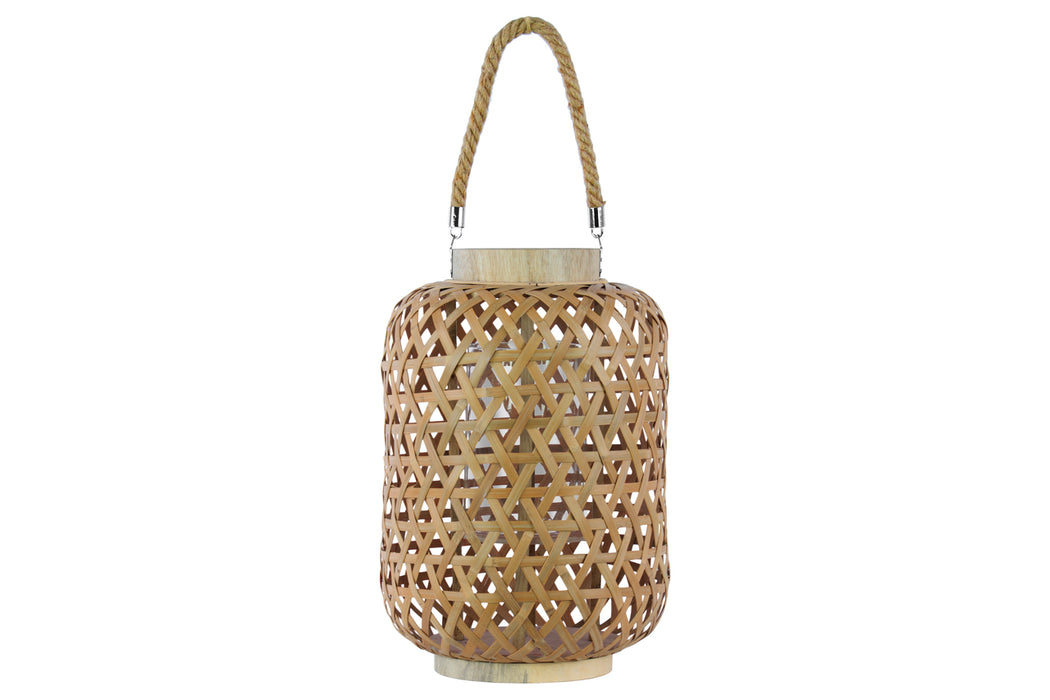 Bamboo Lantern With Criss Cross Cutouts