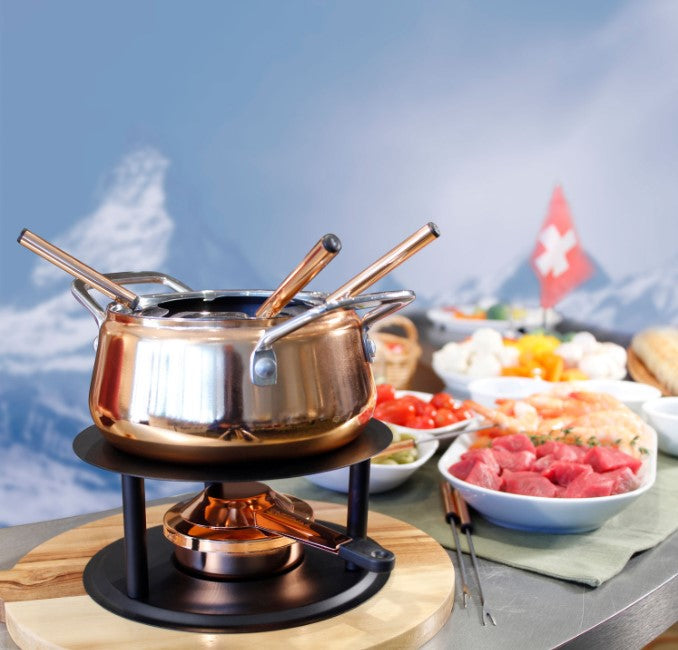 10-Piece Swissmar Peak Fondue Copper Set