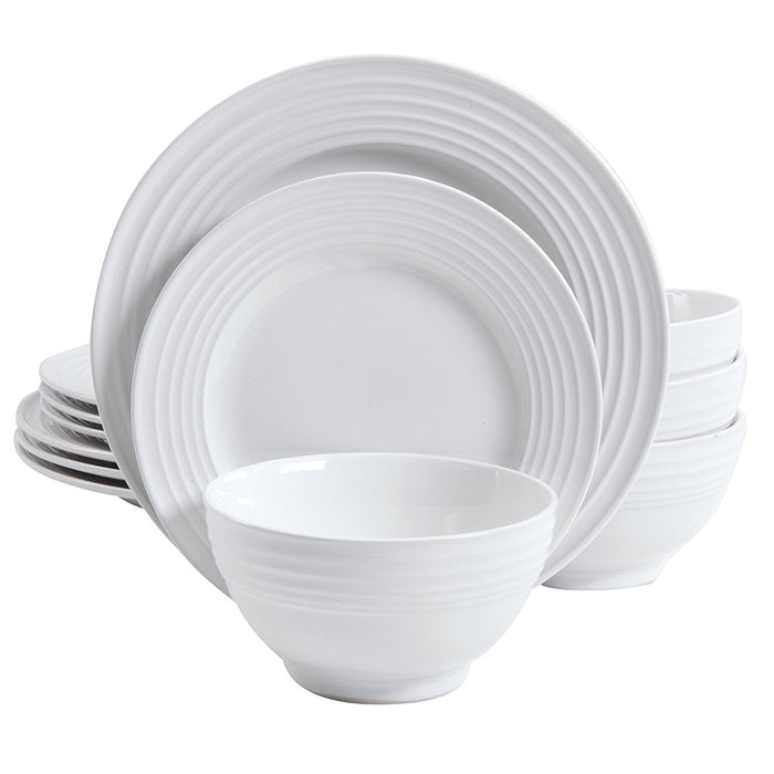 Plaza Cafe 12-Piece Stoneware Dinnerware Set