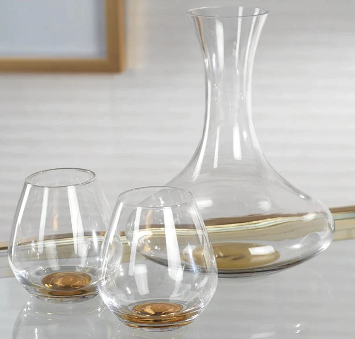 Golden Base Stemless Wine Glass