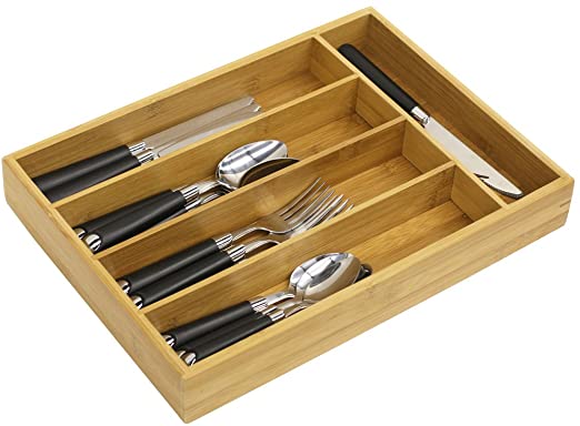 Home Basics Bamboo Cutlery Tray