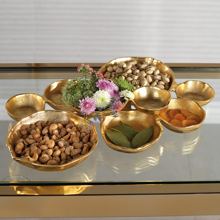 Cluster Of 9 Serving Bowls - Gold