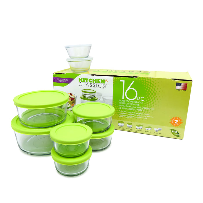 Kitchen Classics 16-Piece Glass Food Storage Set