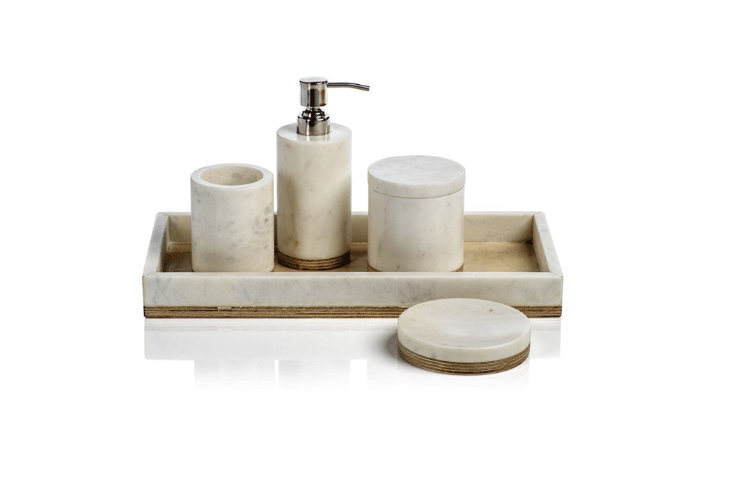 Singita Marble And Balsa Wood Bathroom Accessories