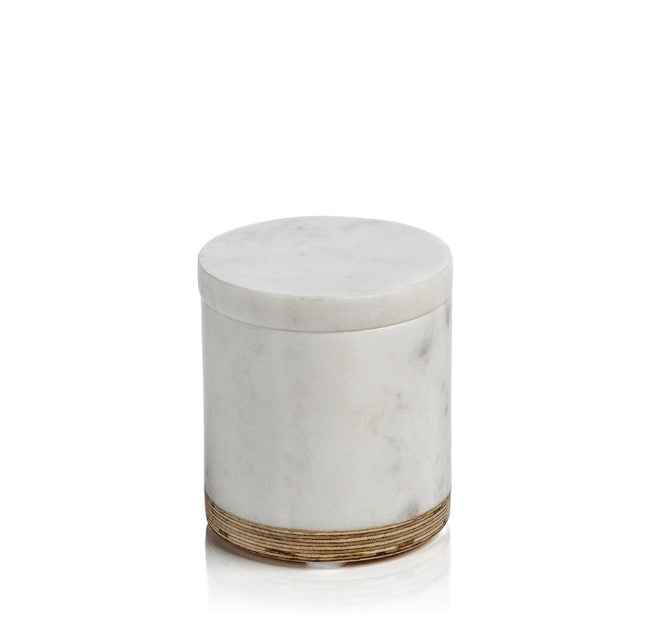 Singita Marble And Balsa Wood Jar With Lid