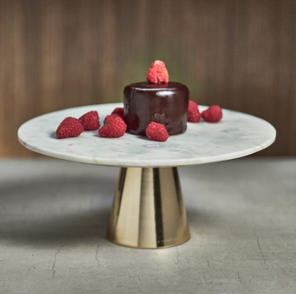 Ellie Marble Cake Stand On Metal Base