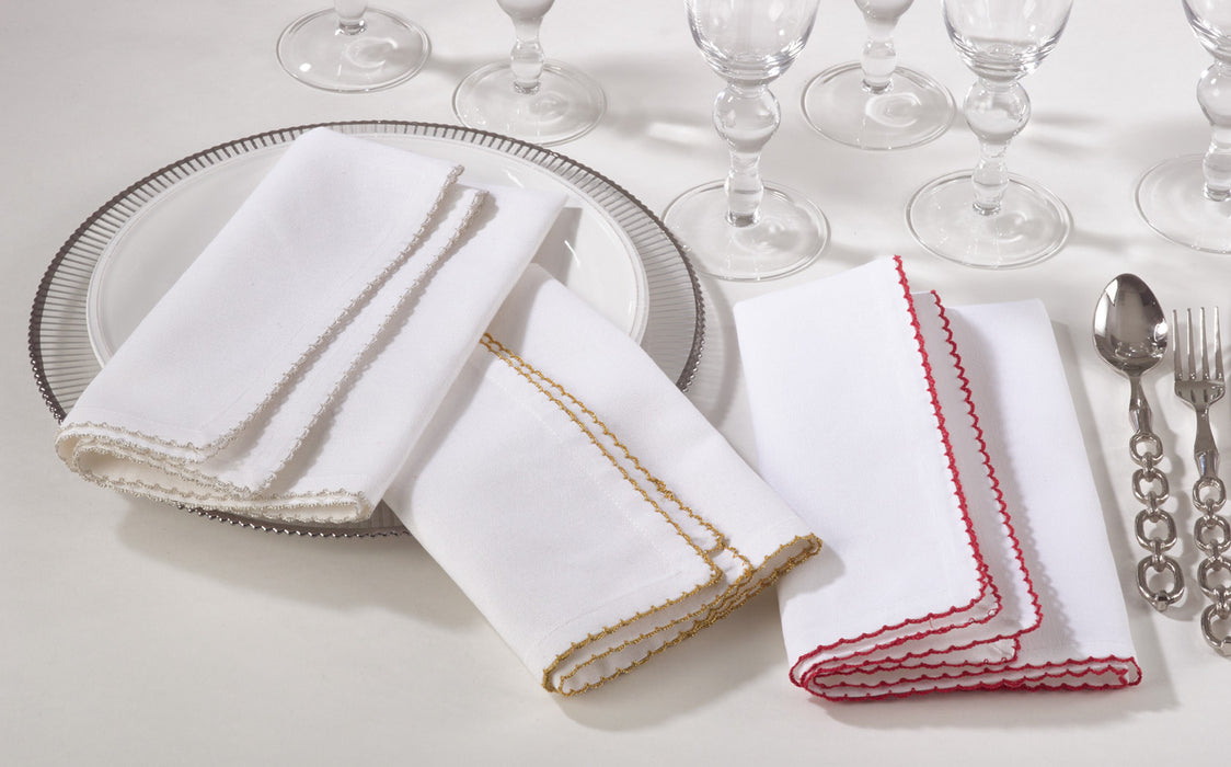 Whip Stitched Napkin - Silver