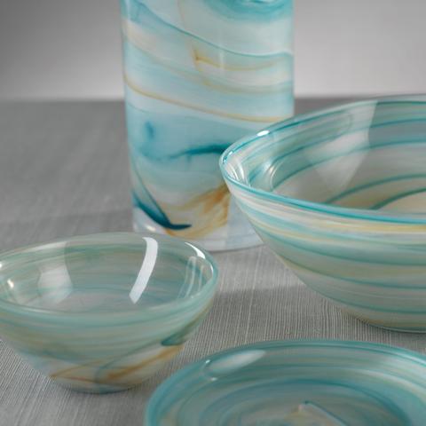Mallorca Alabaster Glass Bowl - Aqua