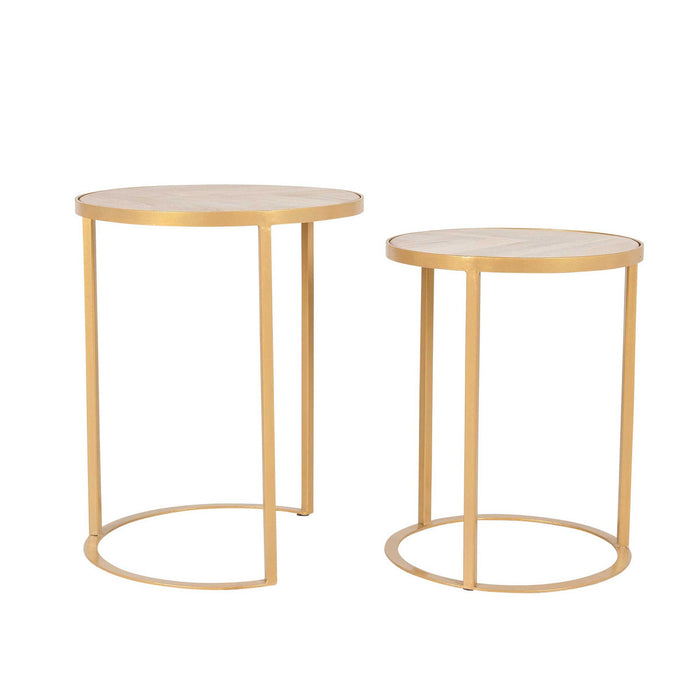 Loma Round Wood & Iron Accent Tables - Set Of 2