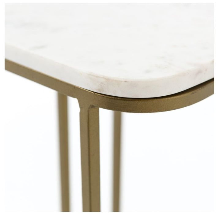 Adalley Table - Polished White Marble