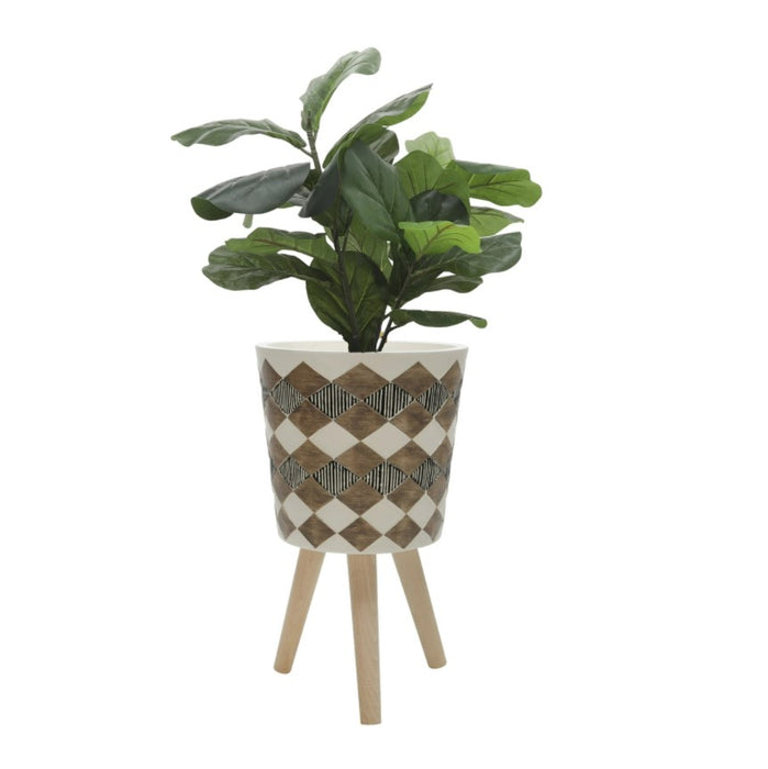 Diamond Planter With Wood Legs