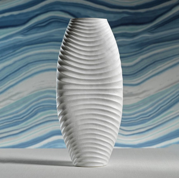 Toyama Rippled White Stoneware Vase