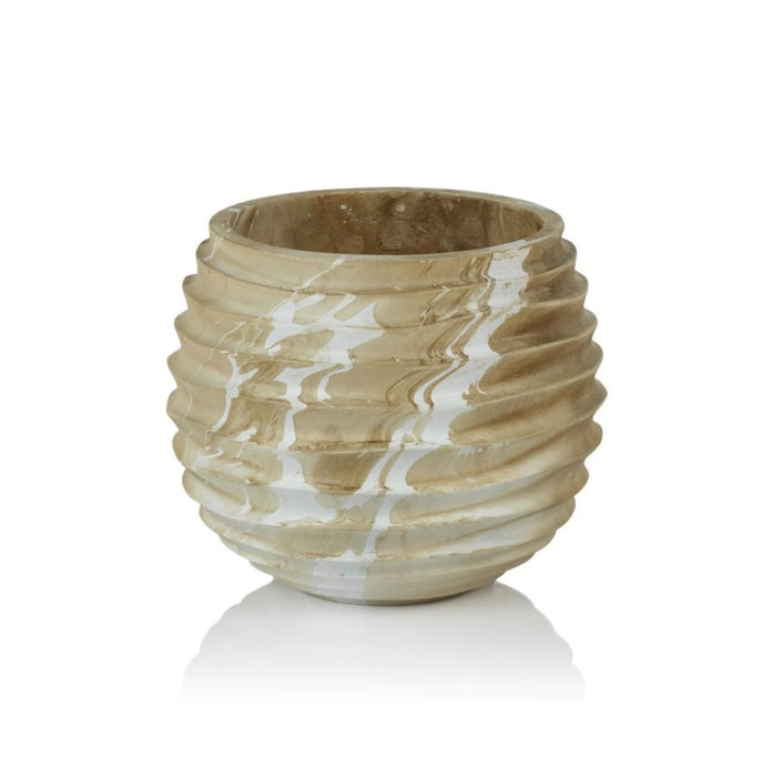 Natural Latte Mango Wood Marbleized Cocoon Pots