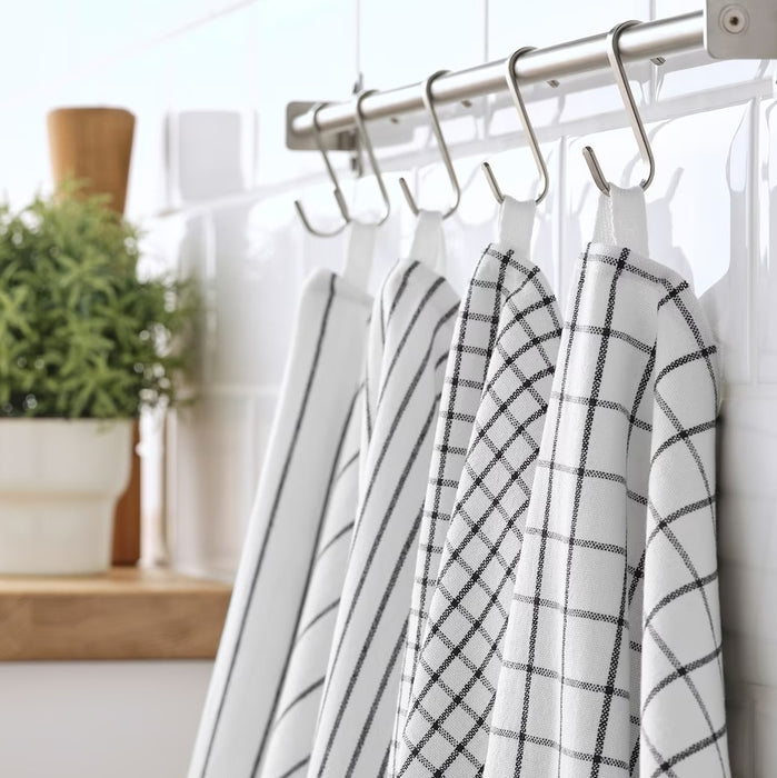 White & Dark Grey Patterned Dish Towel