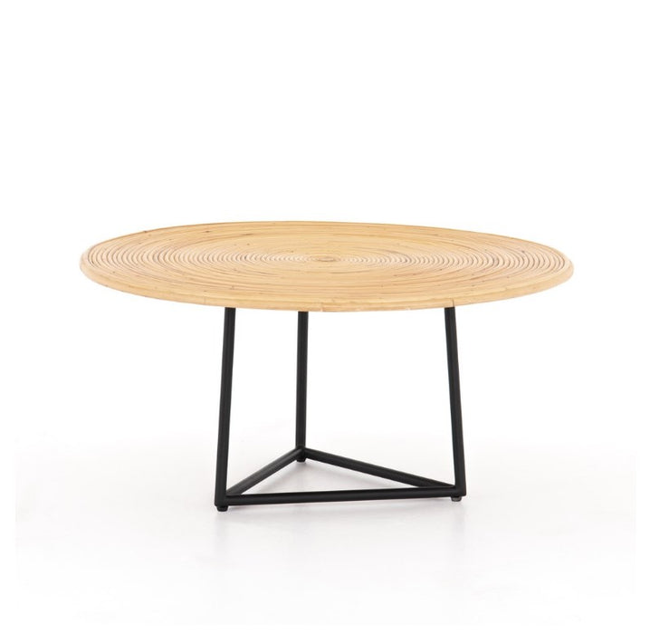 Clover Round Coffee Table - Honey Rattan