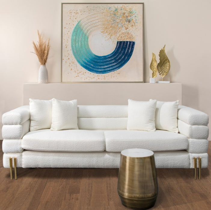 Blue On Silver Circle Abstract Canvas