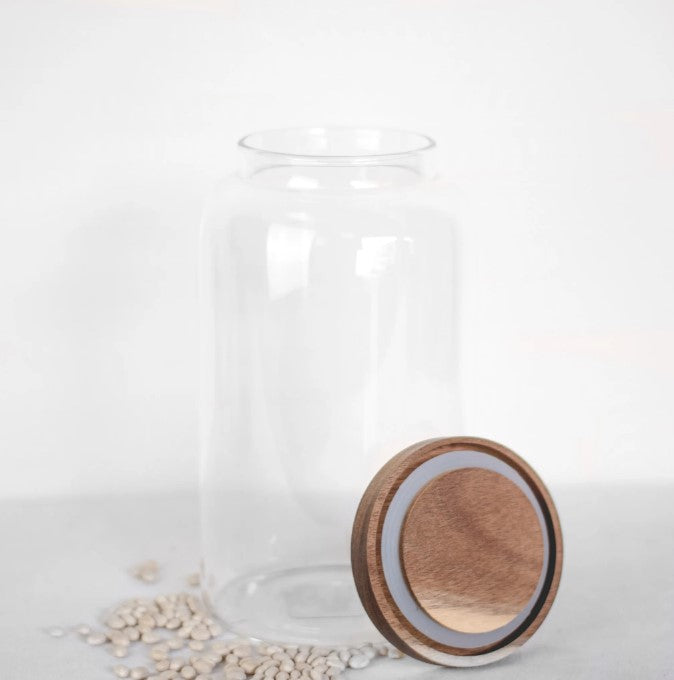 Clear Glass Canister Wood Lid