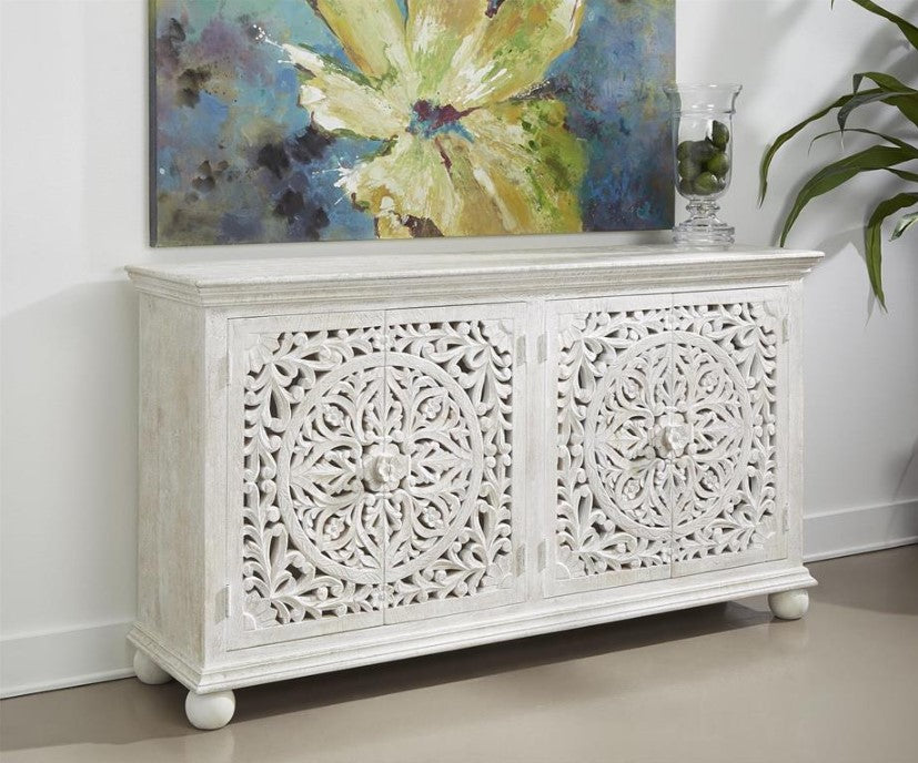 Bree Sandblast Whitewash Four-Door Credenza