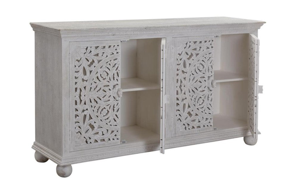 Bree Sandblast Whitewash Four-Door Credenza