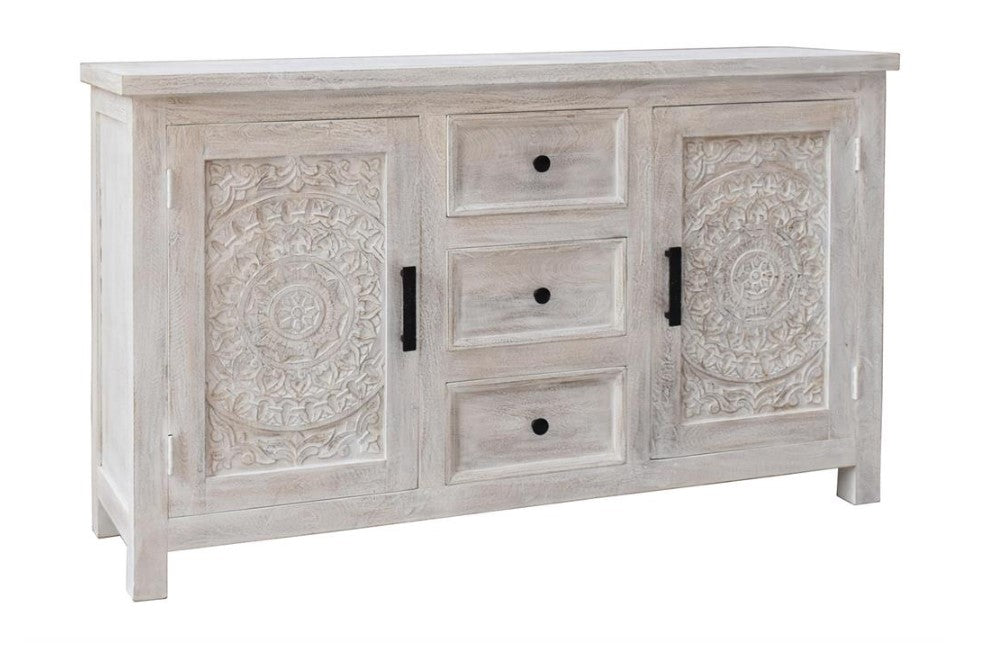 Flora Whitewash Credenza