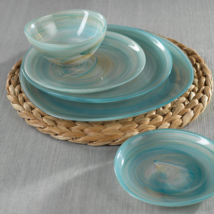 Mallorca Alabaster Glass Bowl - Aqua