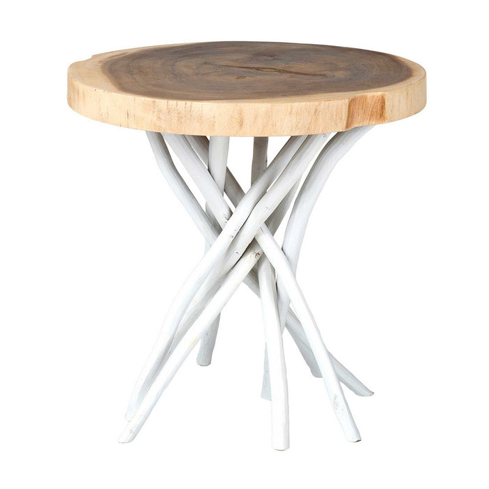 Liberte Round Side Table With White Base