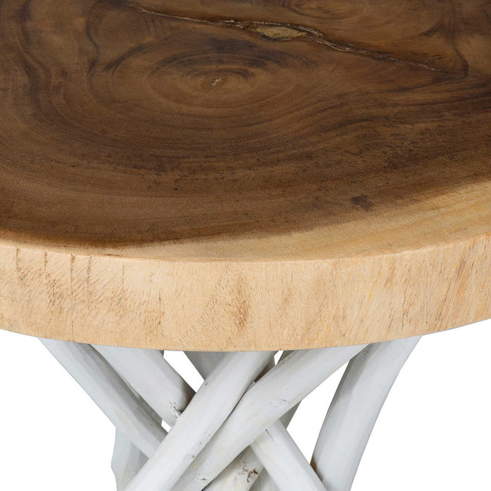 Liberte Round Side Table With White Base
