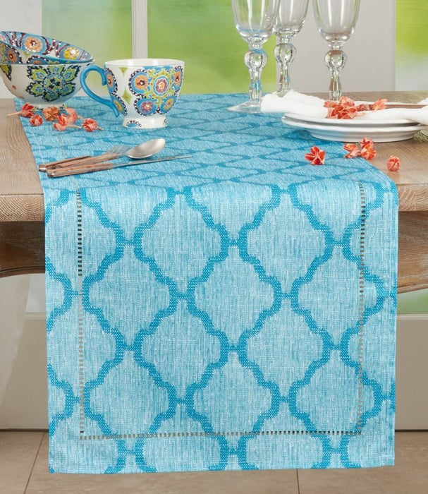 Turquoise Moroccan Hemstitch Runner
