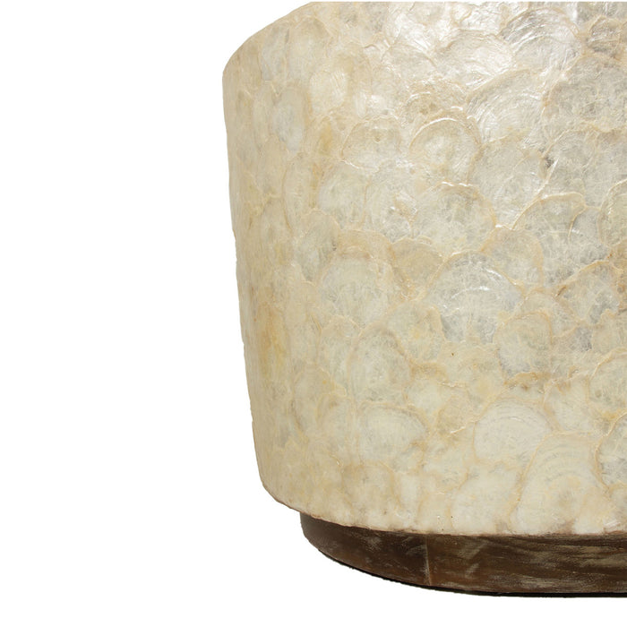 Round White Capiz Coffee Table