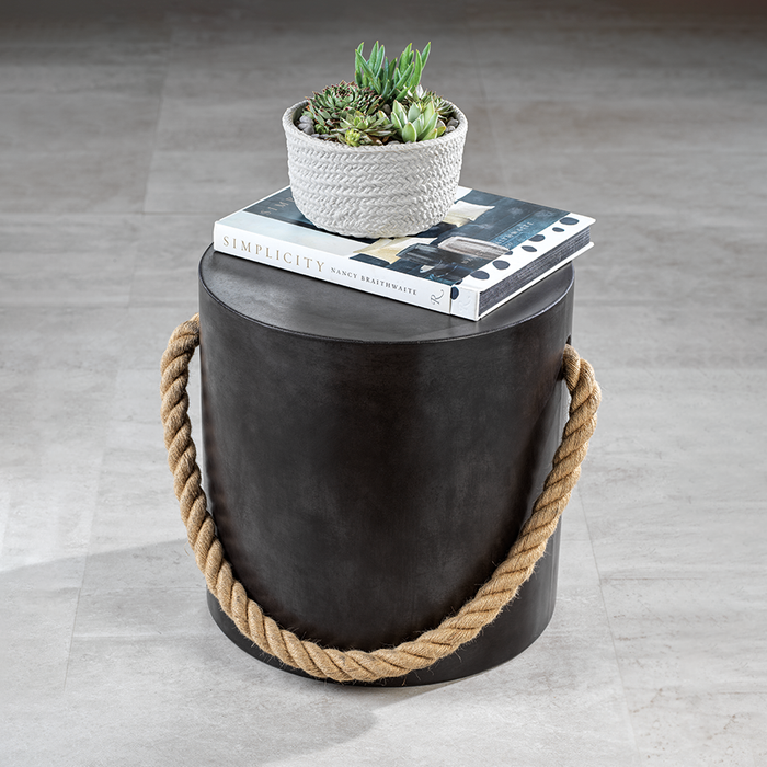 Marina Concrete Stool With Rope Accent