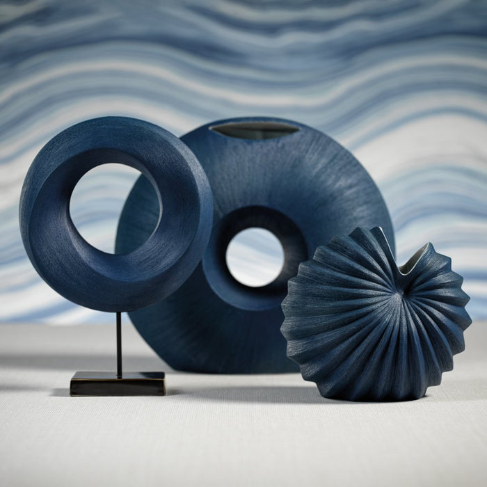 Blue Palm Shell Porcelain Vase