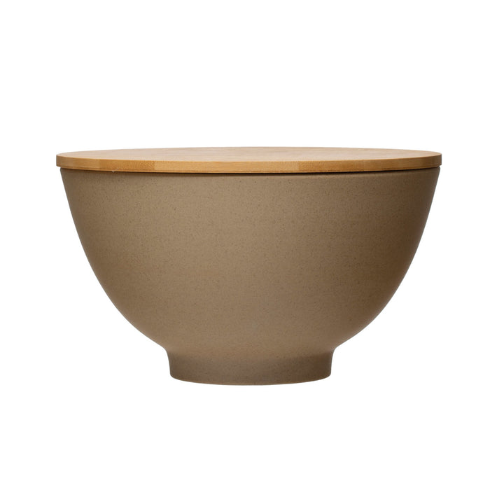 Stoneware Bowl With Bamboo Lid