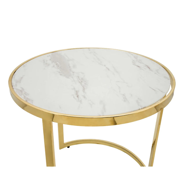 24" Nesting Metal/Marble Side Tables