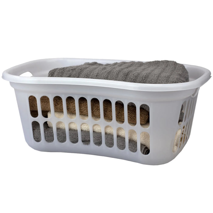 Lightweight Plastic Laundry Basket - White