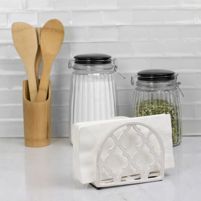 Cast Iron Napkin Holder - White
