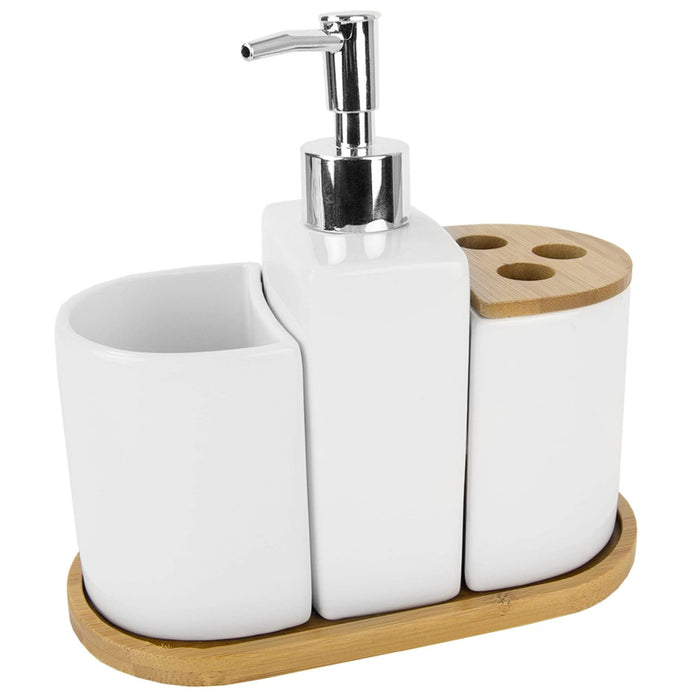 Bamboo & Ceramic 4pc. Bath Set