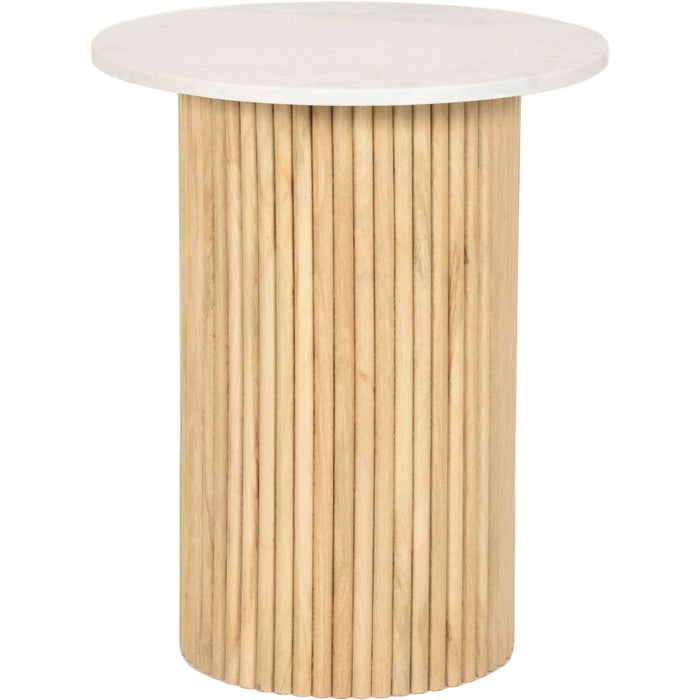 Wood / Marble Reeded Side Table