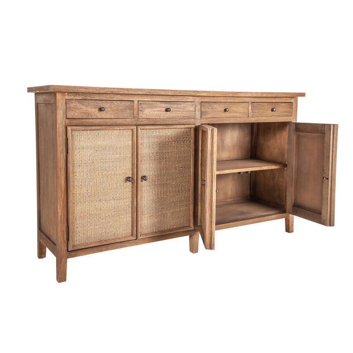 Sydney 4-Drawer Sideboard With Rattan Doors