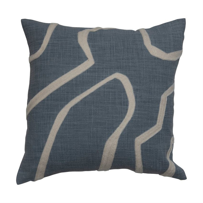 Blue And Cream Embroidered Pillow