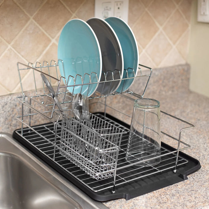 Deluxe 2-Tier Dish Rack - Black