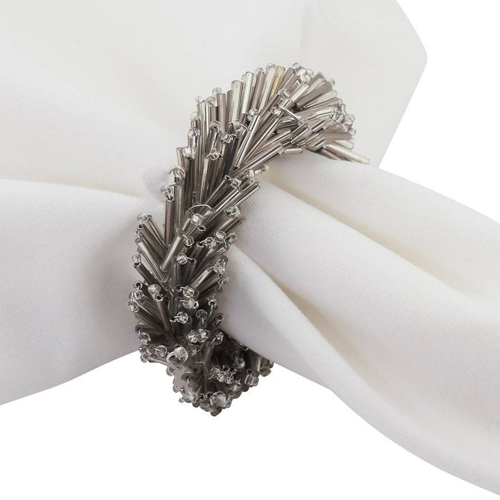 Beaded Silver Napkin Ring