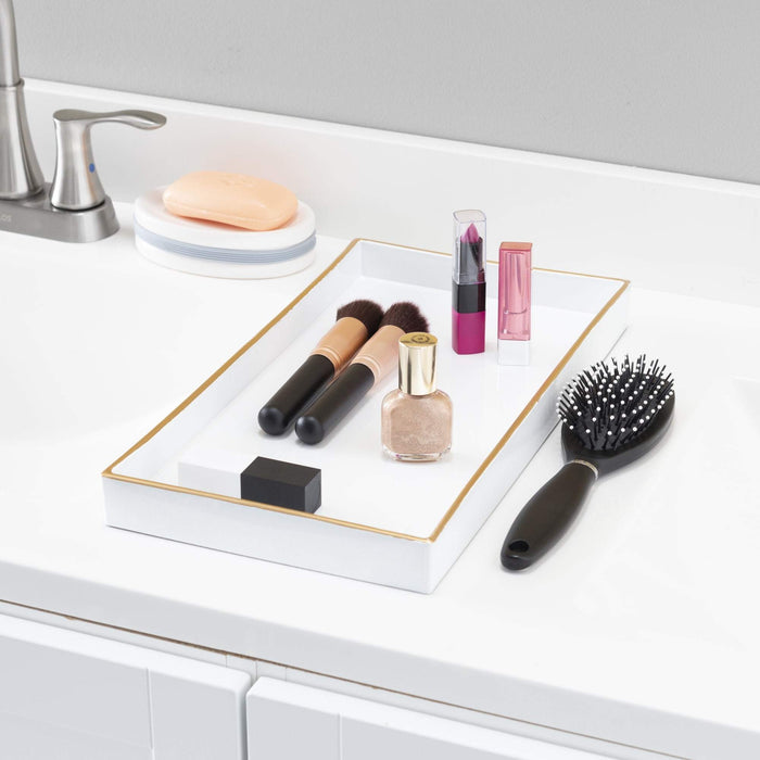 White With Gold Trim Vanity Tray