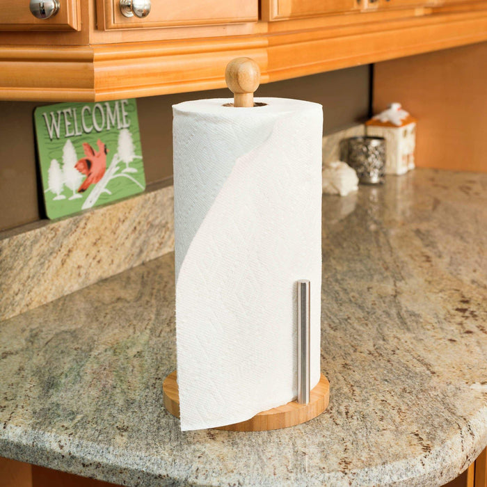 Stainless Steel Bamboo Paper Towel Holder