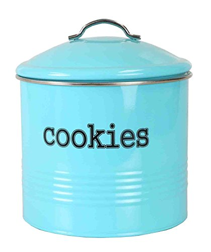 Turquoise Tin Cookie Jar