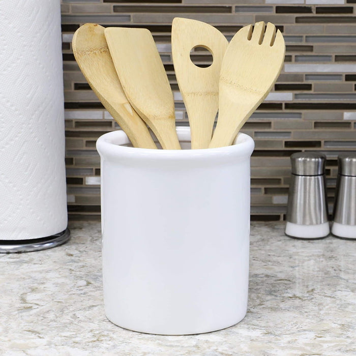 Ceramic Utensil Crock - White