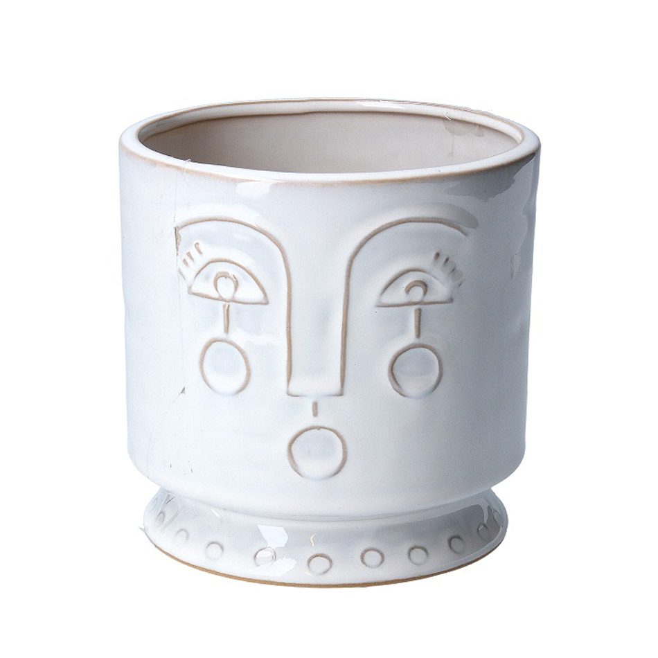 White Profile Ceramic Pot Cover — BDC Living