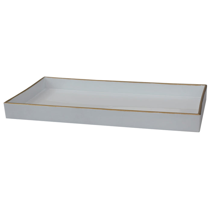 White With Gold Trim Vanity Tray