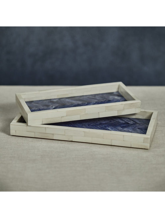 Maha White Bone With Blue Inlay Tray